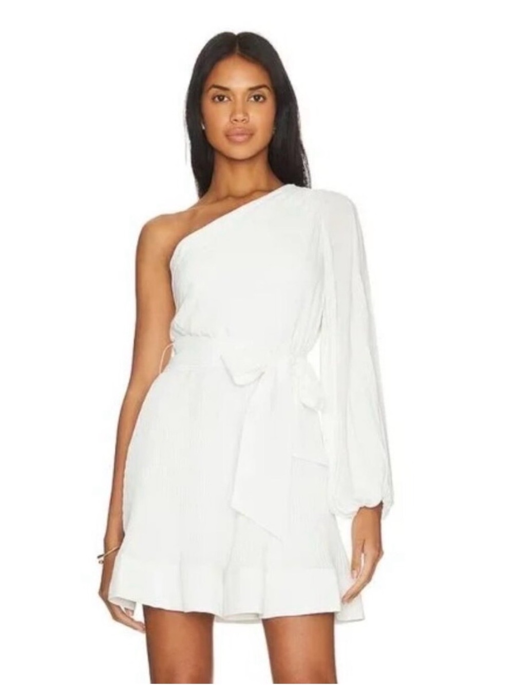 Milly Linden Pleated One Shoulder Minidress